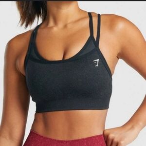 Gymshark Adapt Fleck Seamless Medium Support Sports Bra Black Sz LARGE